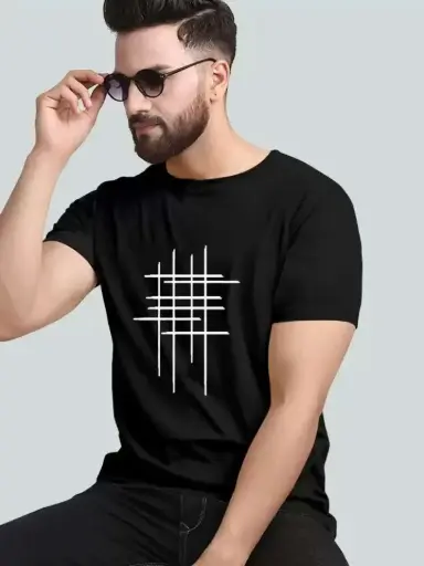 Printed Men Black T-Shirt